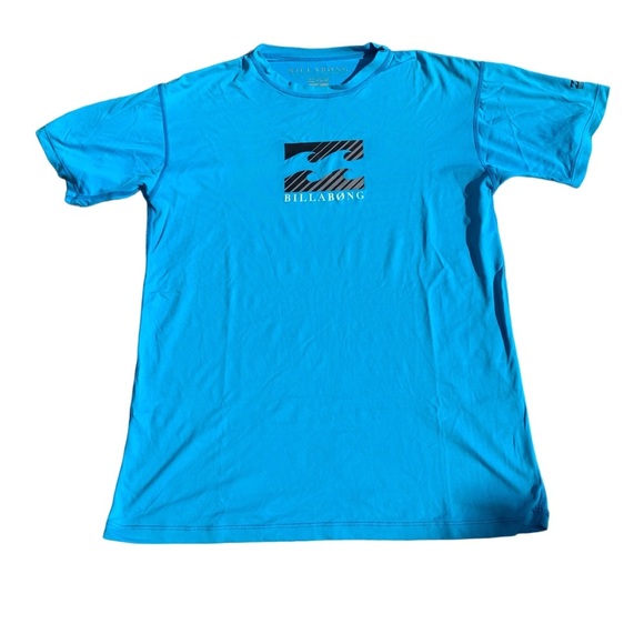 💛 Billabong Kids' Blue Short-Sleeve Rash Guard - Built to Submerge - Size 14 - Picture 1 of 7